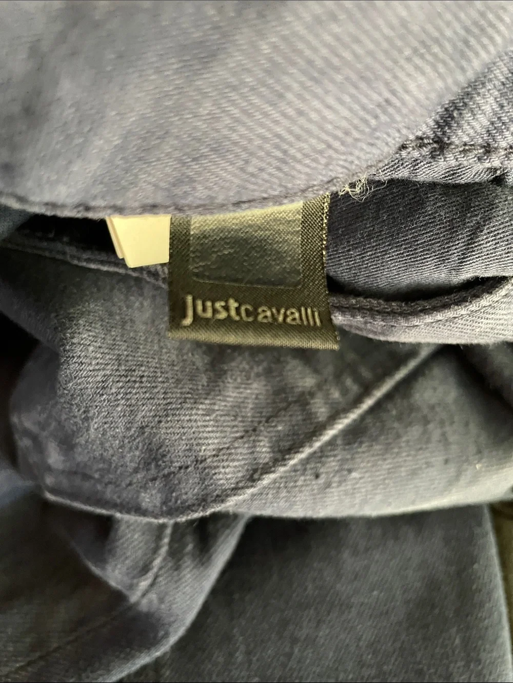 Just Cavalli 2013 men’s navy blue slim jeans with backplate logo